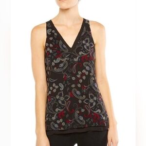 Sanctuary V-neck Sleeveless Lined Chiffon Floaty Top Black Paisley, Small NWT